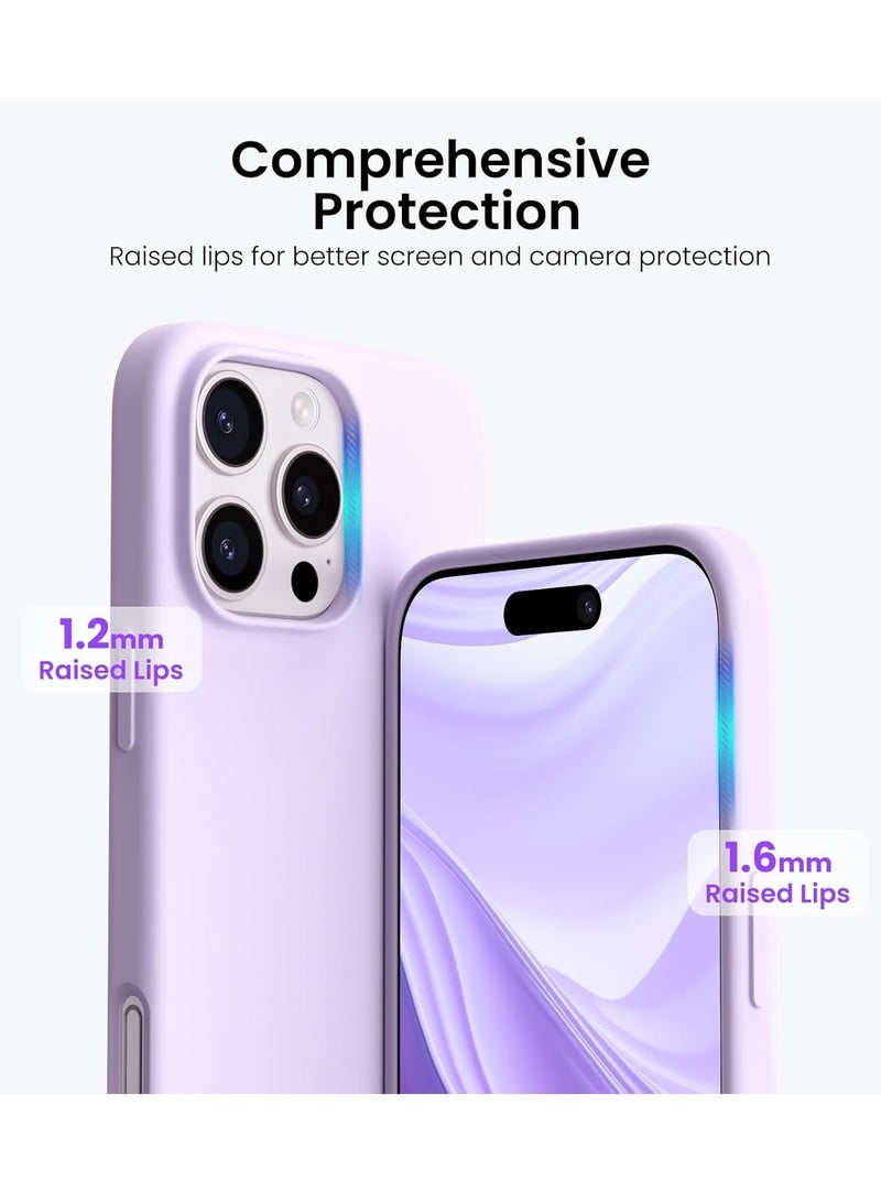 Premium Soft Silicone Case for iPhone 16 Pro - Silky Soft Touch Full-Body Protective Bumper in Lilac - Image 5