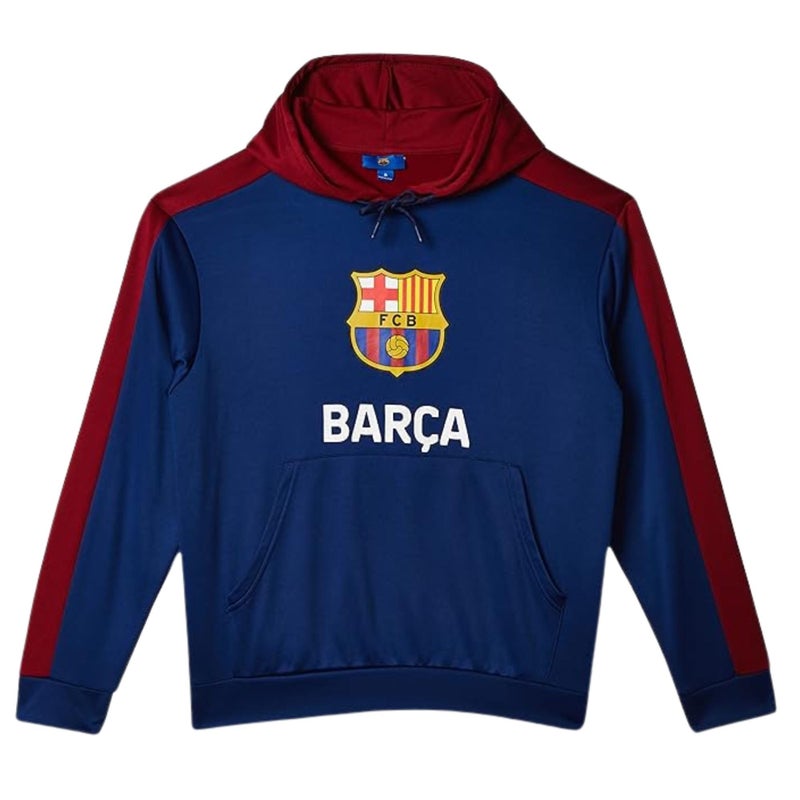 Icon Sports Officially Licensed FC Barcelona Bara Adult Mens Side Step Pullover Hooded Sweatshirt Medium Navy