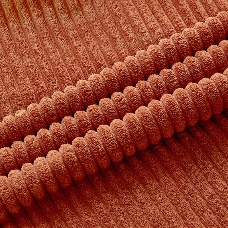 Fancy Homi Set of 2 Burnt Orange Boho Decorative Throw Pillow Covers 20x20 Inch with Diagonally Pattern for Living Room Couch Bed Sofa  Soft Textured Corduroy Aesthetic Farmhouse Home Decor 50x50 cm