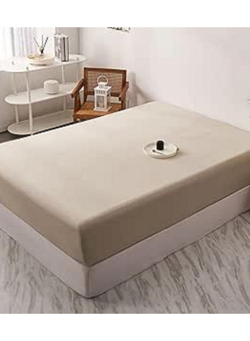 ملاية سرير قطن سادة 180سم كافيه