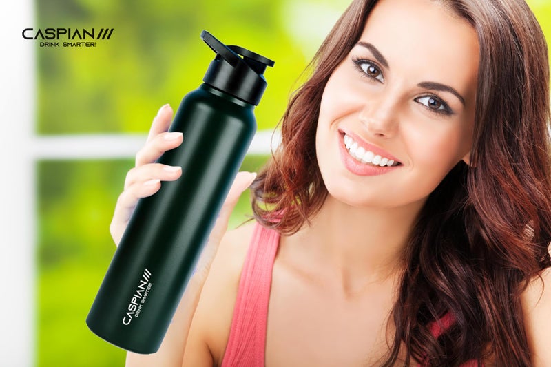 CASPIAN /// HIke ISI Certified Stainless Steel Water Bottle 1 ltr. (Blue & Green, 1 Litre, Set of 2) | Leak Proof Sipper for Fridge Home Office Travel School Kids Boys Girls Adults Sports Gym|BPA Free - Image 3