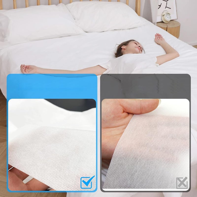 PRIME PICK Cotton Solid Disposable Bed Sheets Fitted SizeDisposable Travel Sheets For Hotel With Quilt CoverPillowcaseTravel Bedding Sheets For Travel Hotel HospitalPack Of 3250 TCWhite - Image 3