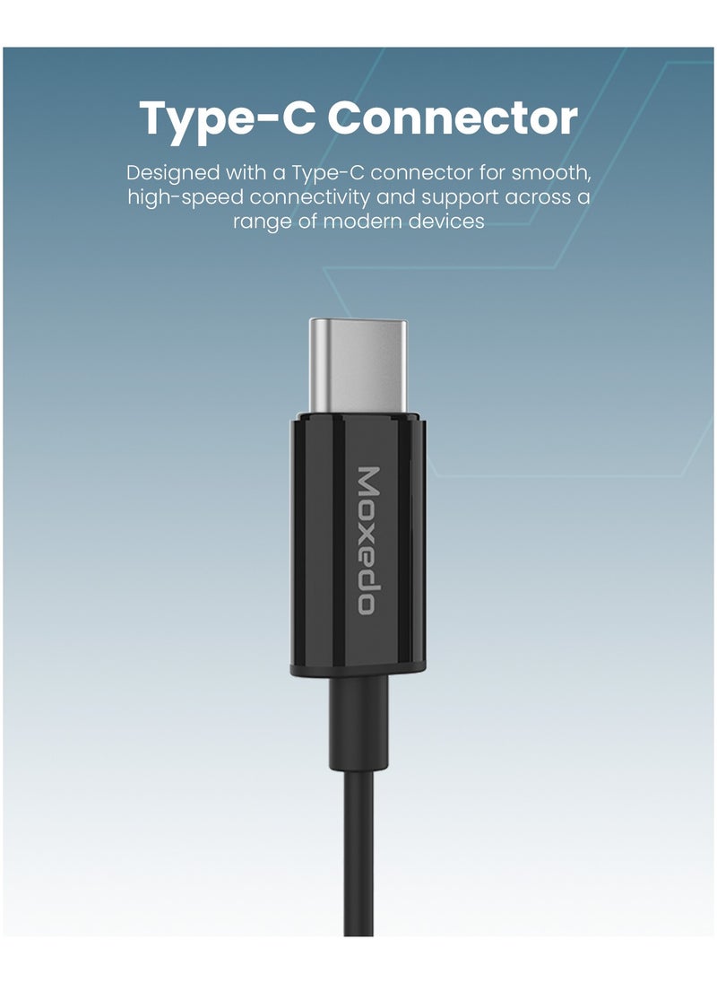 Moxedo Moxedo Wired Stereo Earphone Type-C Connector Earphone with In-Line Microphone for iPhone 16/15, Samsung Galaxy S24 Ultra/S21 Ultra/ S20 FE, Note 20/10, iPad Pro 2018/Mac Book (Black)  - Image 5