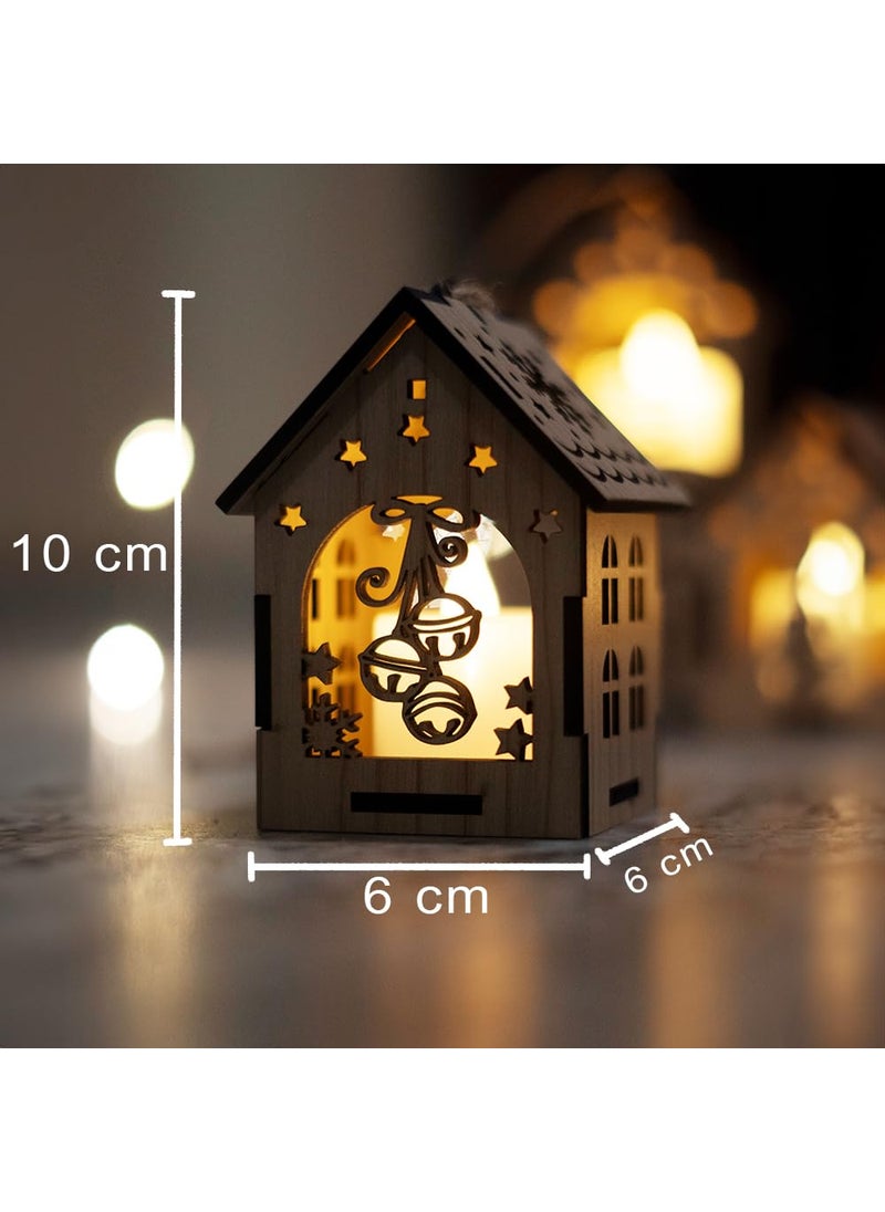 DEEP PRINT DEEP PRINT Decorative Christmas Light Lamps House Model with LED Candles Set of 5  - Image 2