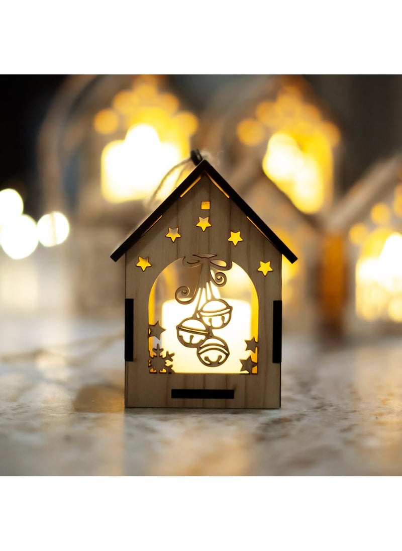 DEEP PRINT DEEP PRINT Decorative Christmas Light Lamps House Model with LED Candles Set of 5  - Image 3