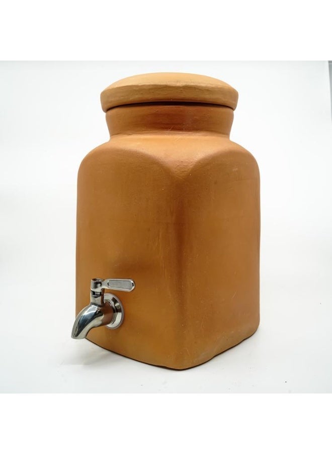 ارك ماتكا غير مُزجَّجة من ARK Terracotta Terrapura | موزّع مياه طيني | ماتكا يدوية الشكل مربعة | صنبور من الستانلس ستيل | تبريد طبيعي | مياه قلوية | صديقة للبيئة | توازن في مستوى الحموضة (pH) | سعة ٣ لترات - Image 3