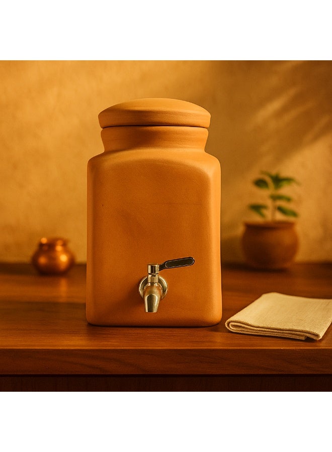 ارك ماتكا غير مُزجَّجة من ARK Terracotta Terrapura | موزّع مياه طيني | ماتكا يدوية الشكل مربعة | صنبور من الستانلس ستيل | تبريد طبيعي | مياه قلوية | صديقة للبيئة | توازن في مستوى الحموضة (pH) | سعة ٣ لترات - Image 5