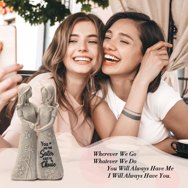 INLOMEM Friendship Gifts for Best Friends Women - Resin Sister Figurines Best Friend Sister Birthday Gift Ideas Unique Gifts for Sisters from Sister - Hand-Painted Figure (Granite) - Image 2
