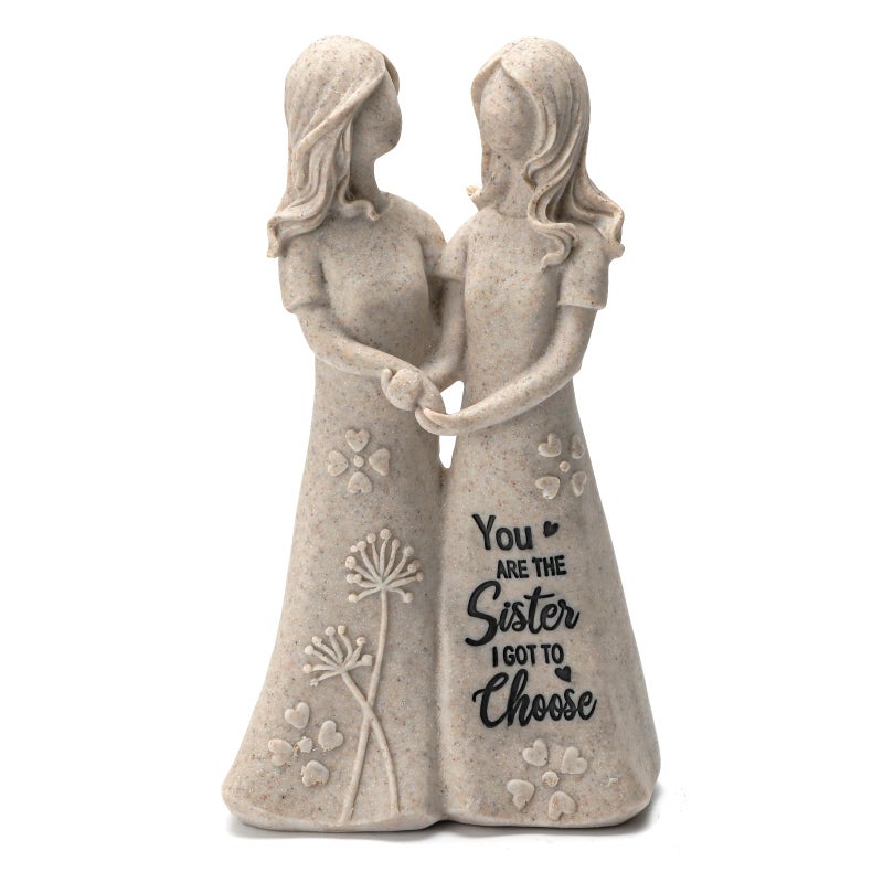 INLOMEM Friendship Gifts for Best Friends Women - Resin Sister Figurines Best Friend Sister Birthday Gift Ideas Unique Gifts for Sisters from Sister - Hand-Painted Figure (Granite) - Image 1