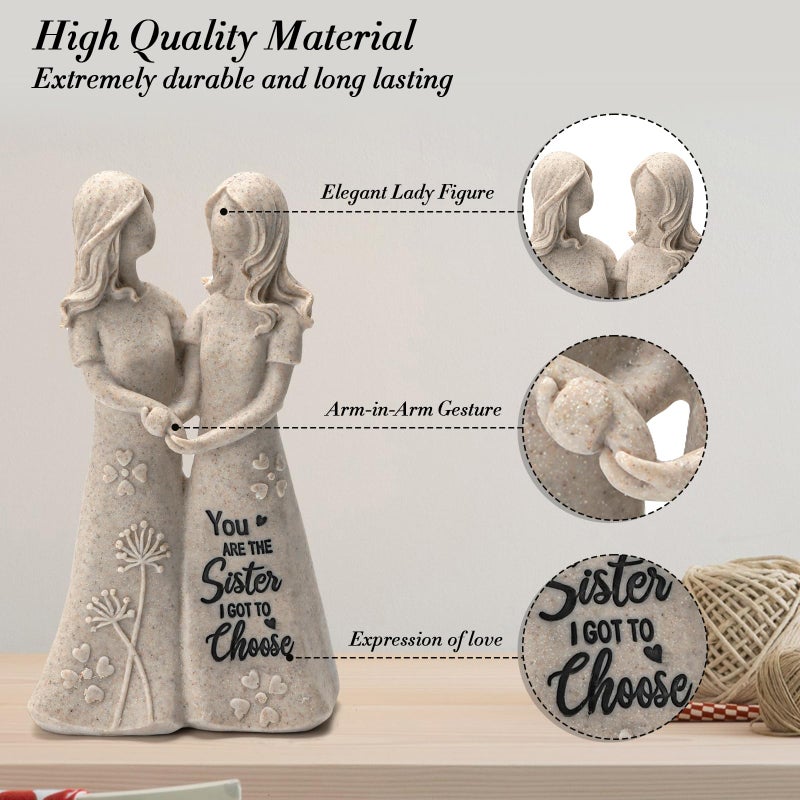 INLOMEM Friendship Gifts for Best Friends Women - Resin Sister Figurines Best Friend Sister Birthday Gift Ideas Unique Gifts for Sisters from Sister - Hand-Painted Figure (Granite) - Image 3