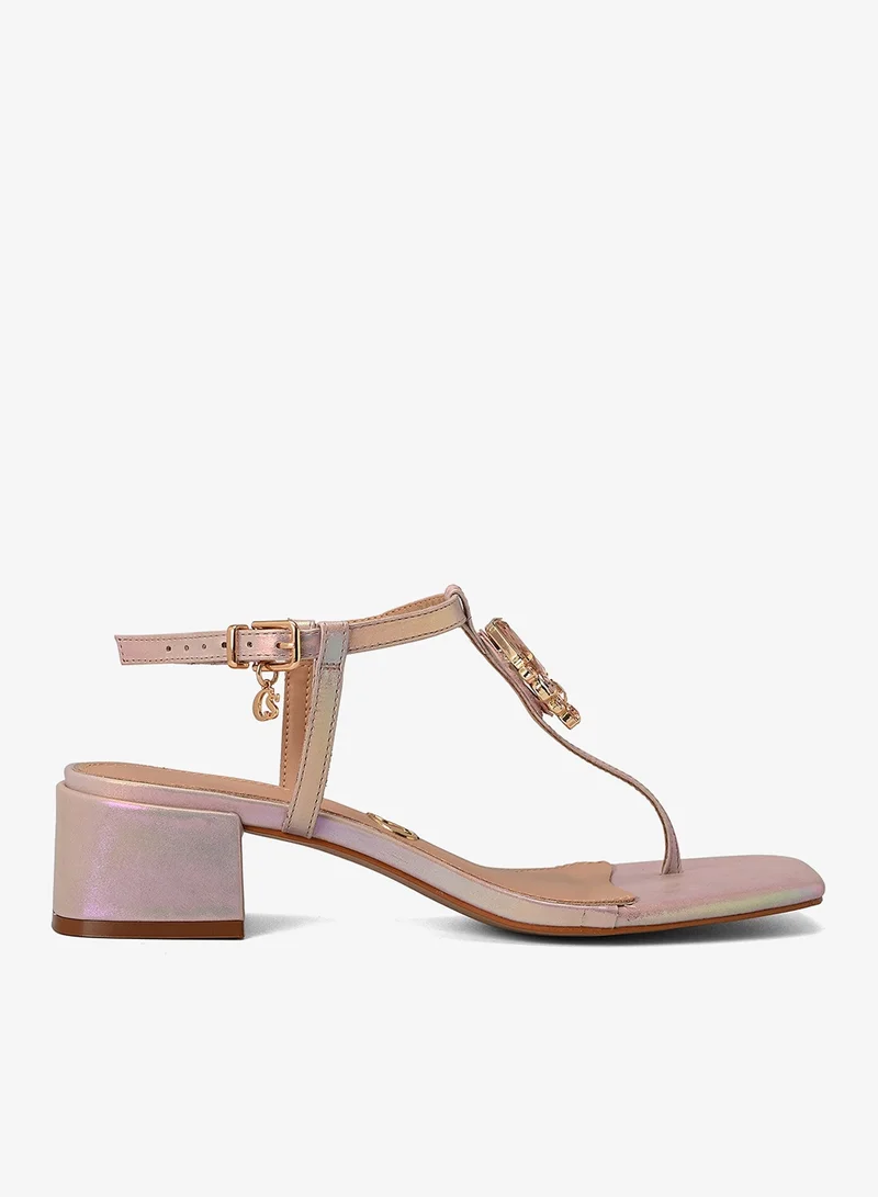 Carmen Steffens Thin Strap Block Heel Holographic Sandal