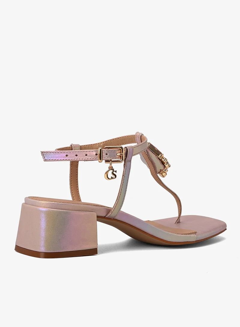 Carmen Steffens Thin Strap Block Heel Holographic Sandal