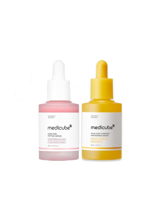 Medicube مجموعة سيروم ميديكوب الفيروسية للبشرة النقية والممتلئة: سيروم كوجيك أسيد والكركم وسيروم الورد الوردي PDRN للتألق الإشعاعي والعناية بلون وملمس البشرة غير المتساوي | مجموعة العناية بالبشرة القابلة للهدايا، هدايا صغيرة - Image 1