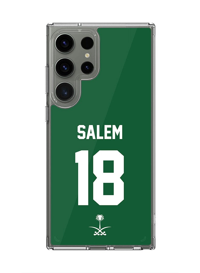 Stylizedd Classic Clear Case for Samsung Galaxy S25 Ultra , Hybrid Soft  Thin Transparent Cover - Football Team - Saudi Arabia, Player Name - Salem - Image 1