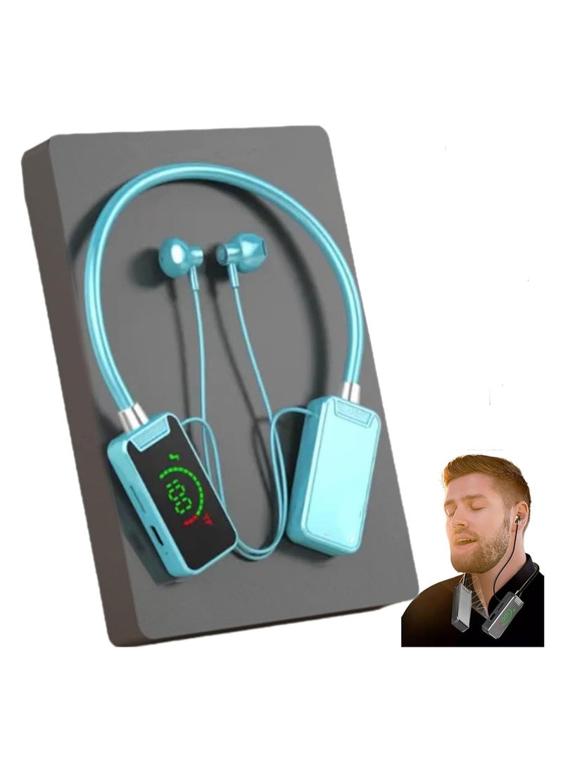 Generic Wireless Sound Card Live Streaming and Audio Editing Headphones, Waterproof Neckband Bluetooth Headphones with Display, Live Streaming Headphones (blue)  - Image 1