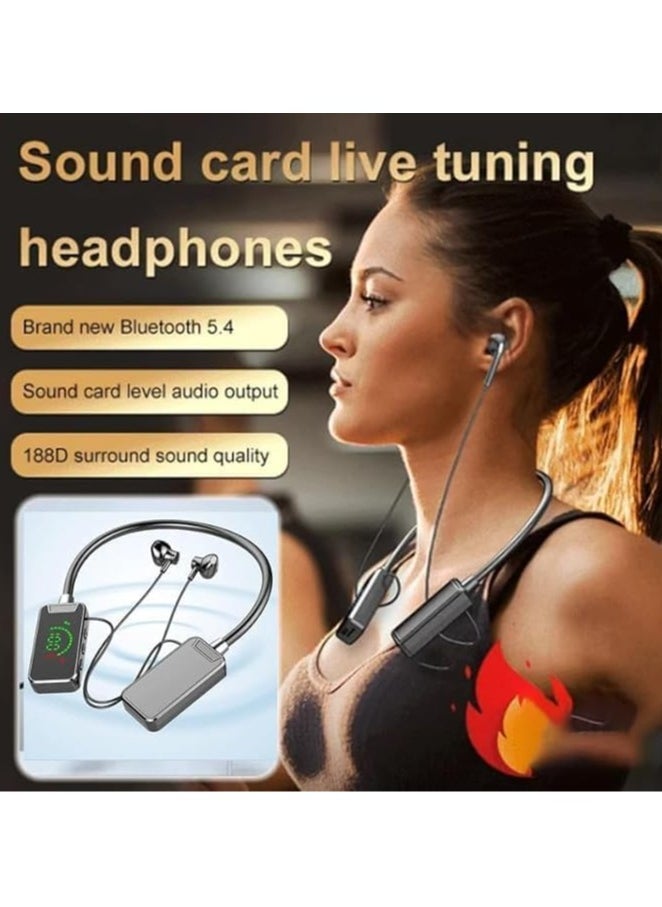 Generic Wireless Sound Card Live Streaming and Audio Editing Headphones, Waterproof Neckband Bluetooth Headphones with Display, Live Streaming Headphones (blue)  - Image 2