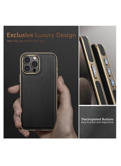 Aookay For iPhone 16 Pro Max Case, Compatible with Magsafe Premium Leather with Microfiber Lining Business Classic Cover Soft Grip Shockproof Magnetic Cases for iPhone 16 Pro Max (Black)  - Image 4
