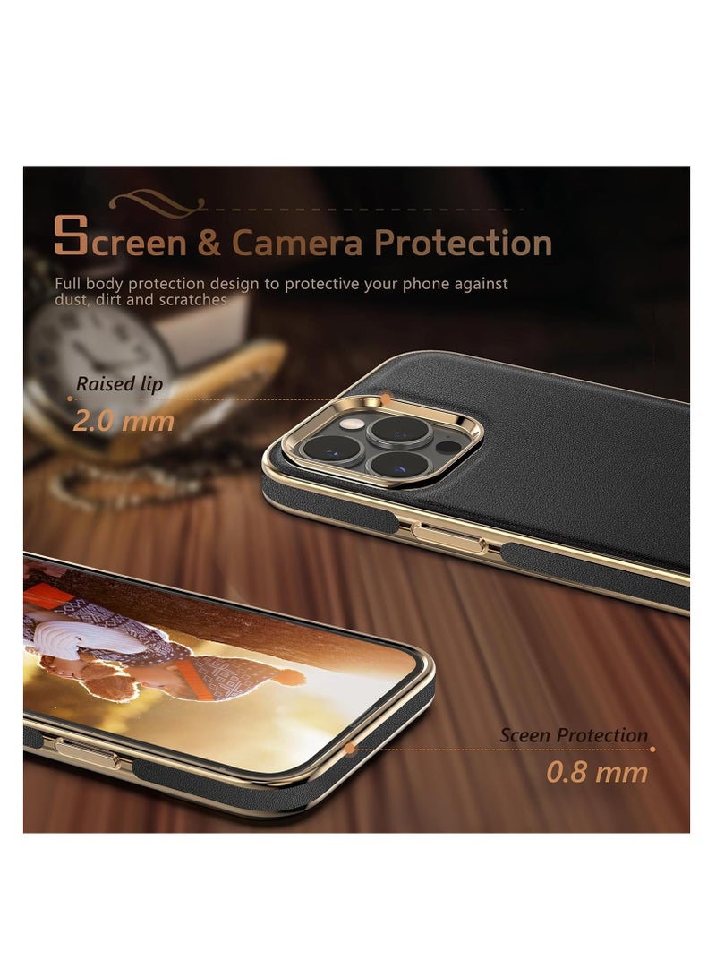 اووكاي جراب لهاتف iPhone 16 Pro Max، متوافق مع جراب Magsafe المصنوع من الجلد الفاخر مع بطانة من الألياف الدقيقة، جراب كلاسيكي للأعمال، جراب مغناطيسي مقاوم للصدمات ناعم المقبض لهاتف iPhone 16 Pro Max (أسود) - Image 5