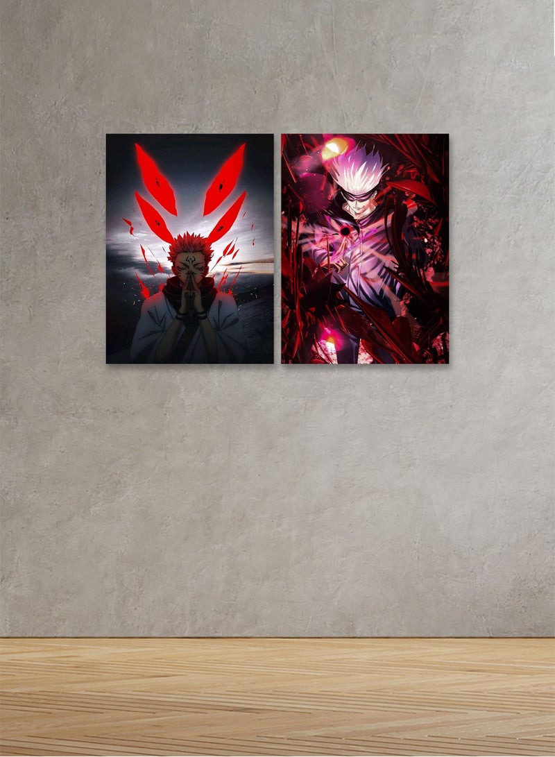 ماركتنا لوحة جدارية فنية لتزين الحائط  بتصميم أنمي, قطعتين ,القياس:80x60سم - Image 1