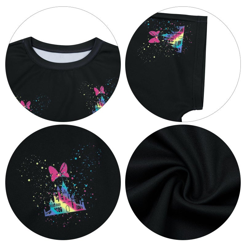UNIQUEONE Magical Sets for Women Magic Kingdom Outfits Family Vacation Pajamas Castle Graphic 6 Piece Lounge Sets Black - Image 4