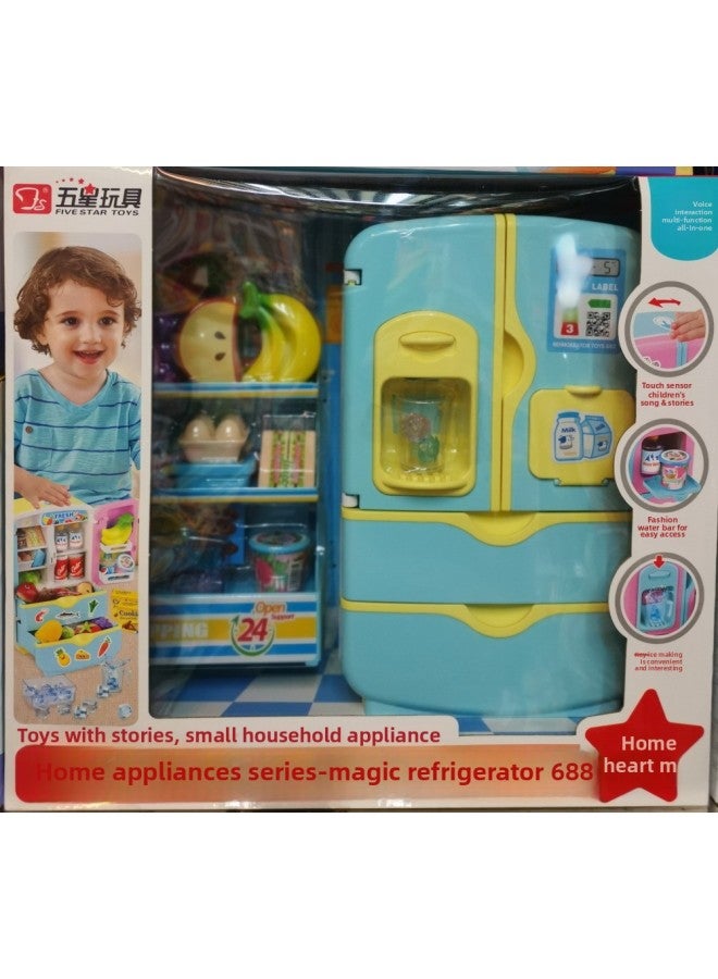 Play House Home Appliances Series Magic Simulation Refrigerator Children's Song Story Touch Children's Toys Two Colors Random-Specifications:1*12 - Image 1