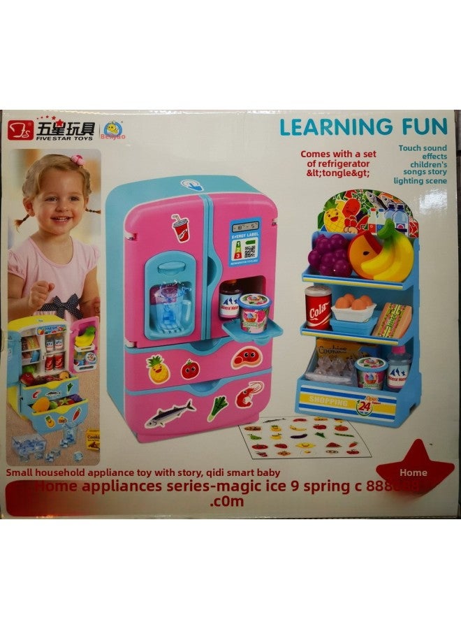 Play House Home Appliances Series Magic Simulation Refrigerator Children's Song Story Touch Children's Toys Two Colors Random-Specifications:1*12 - Image 2