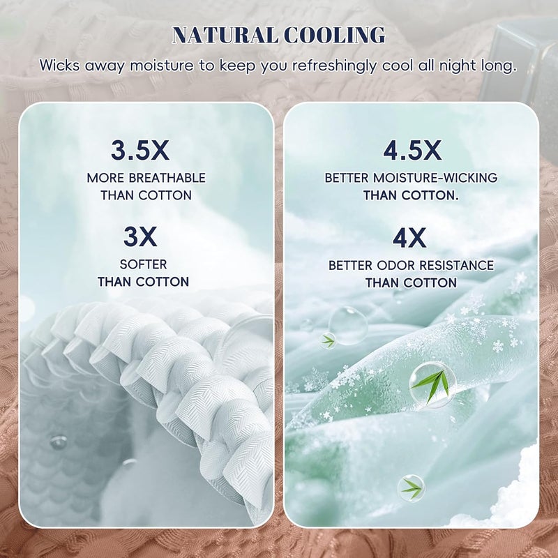 PHF Cooling Waffle Blanket King Size, Lightweight 60% Rayon Derived from Bamboo & 40% Cotton Breathable Blanket for Hot Sleepers, Soft and Luxury for Bed Couch and Sofa, 104"x90", Burnt Umber - Image 3