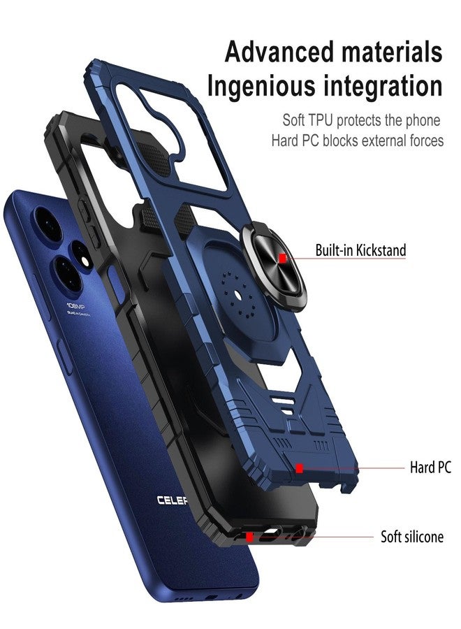 TJ's TJS Compatible for Boost Mobile Celero 5G + Plus 2024 (3rd Version) Case, with Tempered Glass Screen Protector, Metal Ring Kickstand Heavy Duty Celero3 5G + Phone Case (Blue) - Image 4