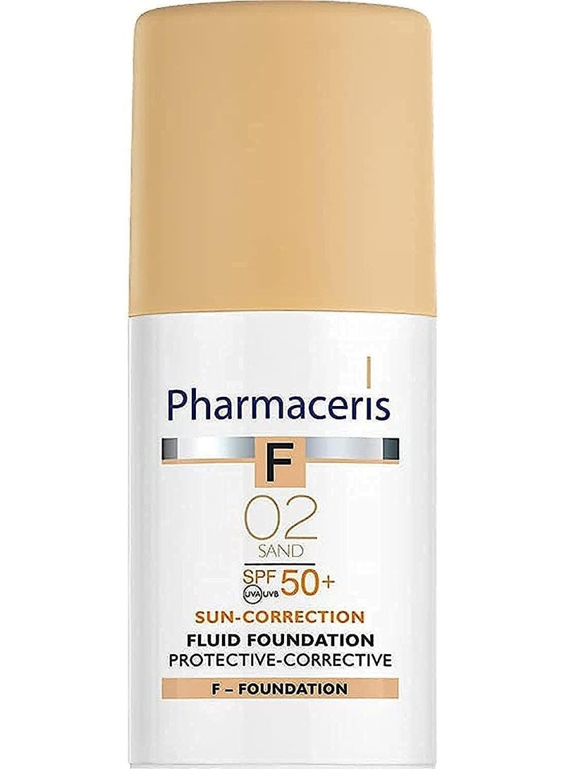 فارماسيريس كريم أساس سائل اف بعامل حماية من الشمس 50، واقي شمسي عالي التغطية ومصحح للون البشرة، للبشرة الحساسة والتي خضعت لإجراءات تجميلية، خالٍ من العطور ومعتمد من أطباء الجلدية من فارمسيرز، لون 02 رملي – 30 مل - Image 1