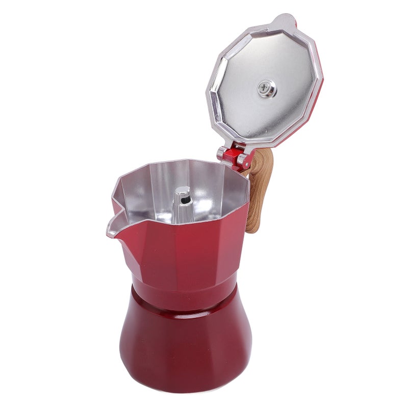 150ml Stovetop Coffee Maker Single Valve Aluminum Coffee Machine for Lovers Beginners Red - Image 3