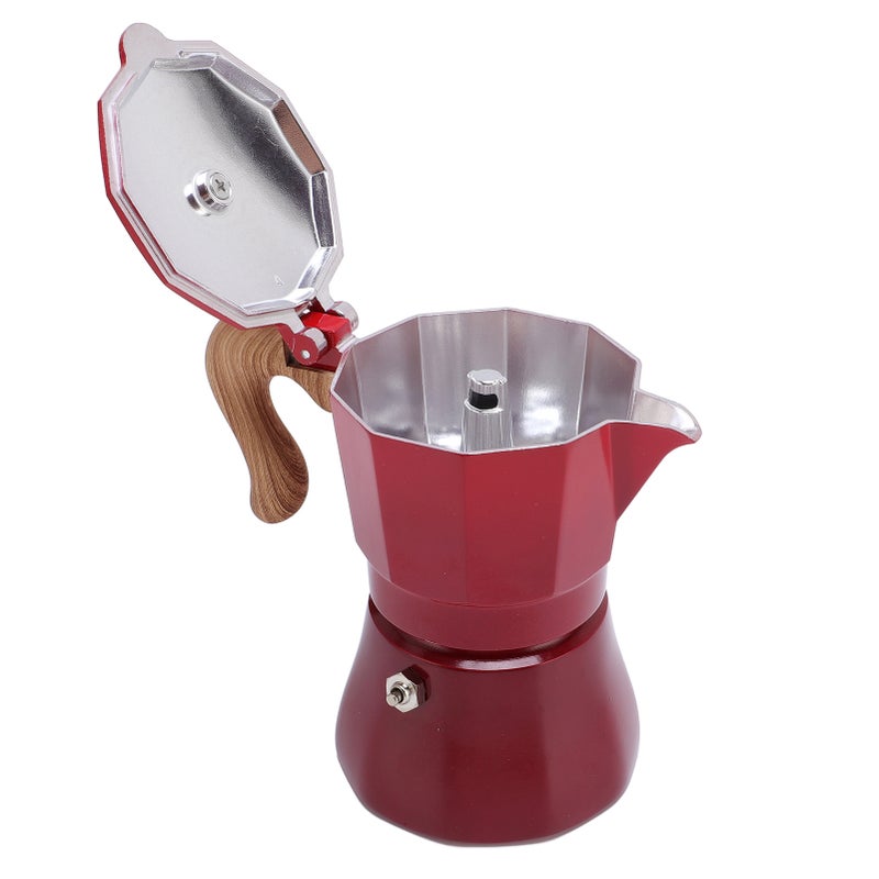150ml Stovetop Coffee Maker Single Valve Aluminum Coffee Machine for Lovers Beginners Red - Image 5