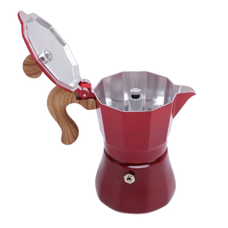 150ml Stovetop Coffee Maker Single Valve Aluminum Coffee Machine for Lovers Beginners Red - Image 4