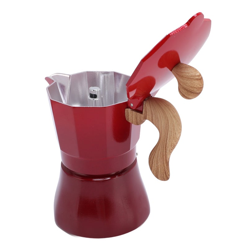 150ml Stovetop Coffee Maker Single Valve Aluminum Coffee Machine for Lovers Beginners Red - Image 2