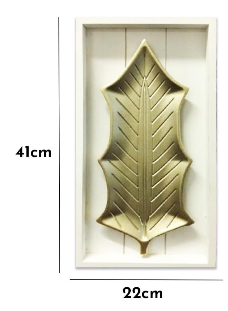 لوحة جدارية من خشب MDF على شكل ورقة مفصصة ذهبية  - Image 3