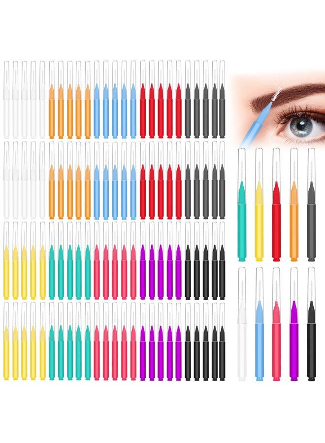 CANIPHA 100Pcs Micro Eyebrow Brush, Eyelash Comb Brush with Cap, Portable Brow Lamination Brush Lash Eyebrow Brush for Eyebrows, Multifunctional Brow Brushes for Eyebrows Eyelash Extensions Tool (10Colors) - Image 1