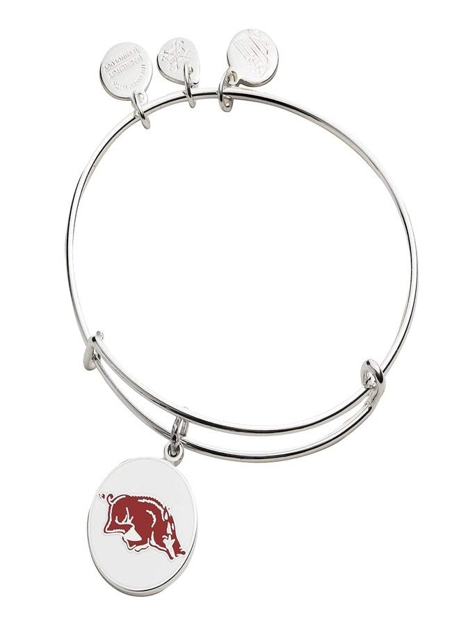 Alex and Ani Collaborations Expandable Bangle for Women, University of Arkansas Logo Charm, Shiny Silver Finish, 2 to 3.5 in - Image 1