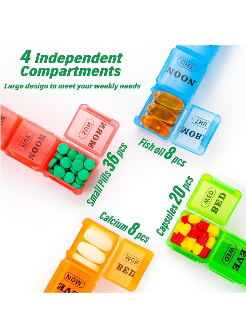 Suntown Weekly Pill Organizer 4 Times a Day 7-Day Pill Boxes and Organizer AM PM Big Compartments Pill Case Monthly Medication Organizer 28 Days Dispenser for Fish Oils - Image 2