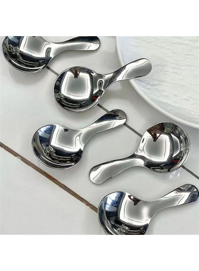 Stainless Steel Short Handle Spoon Mini Children's Tableware Ice Cream Dessert Spoon Tea Spoon Outdoor Travel Tableware Convenient-Color:Set [box Color Random] - Image 4