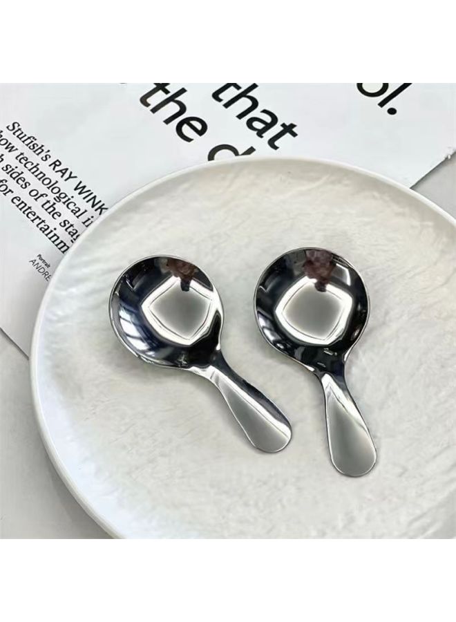 Stainless Steel Short Handle Spoon Mini Children's Tableware Ice Cream Dessert Spoon Tea Spoon Outdoor Travel Tableware Convenient-Color:Set [box Color Random] - Image 2