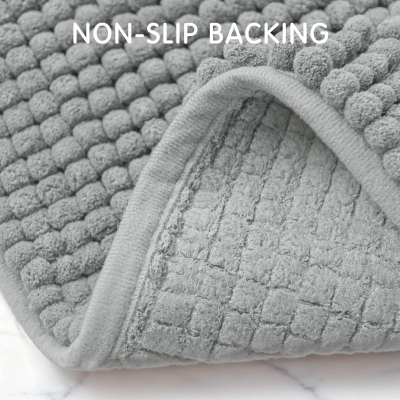 SUBRTEX Bathroom Rugs Chenille Bath Rug Soft Short Plush Bath Mat Soft Shower Mat Water Absorbent Shower Mat Quick Dry Machine Washable(Light Gray,16" x 24") - Image 4