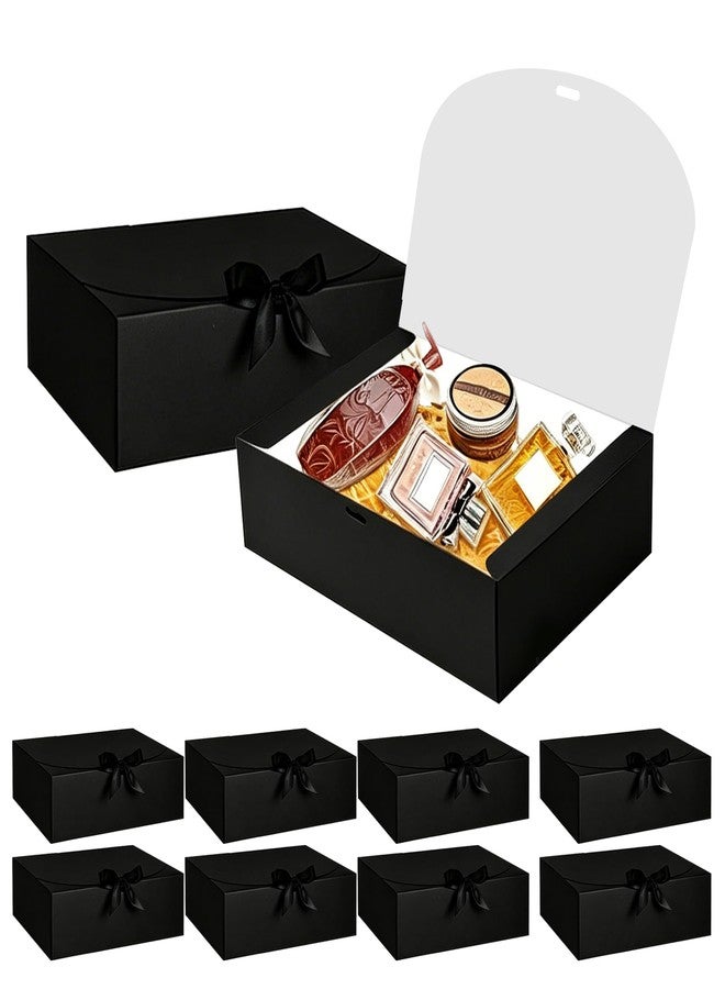 Hixdo 10 Pack Gift Boxes with Lids, 10x10x5 Inches Bridesmaid Proposal Box, Black Luxury Groomsmen Box with Ribbon for Presents, Christmas, Wedding, Graduation, Holiday, Birthday - Image 1