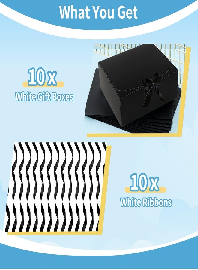 Hixdo 10 Pack Gift Boxes with Lids, 10x10x5 Inches Bridesmaid Proposal Box, Black Luxury Groomsmen Box with Ribbon for Presents, Christmas, Wedding, Graduation, Holiday, Birthday - Image 4