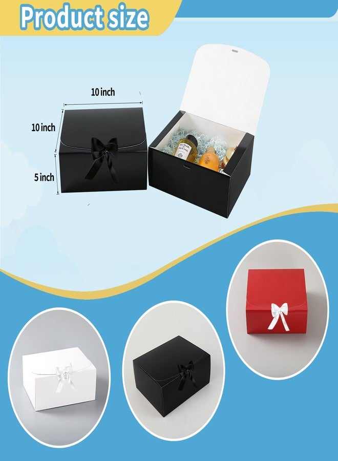 Hixdo 10 Pack Gift Boxes with Lids, 10x10x5 Inches Bridesmaid Proposal Box, Black Luxury Groomsmen Box with Ribbon for Presents, Christmas, Wedding, Graduation, Holiday, Birthday - Image 2