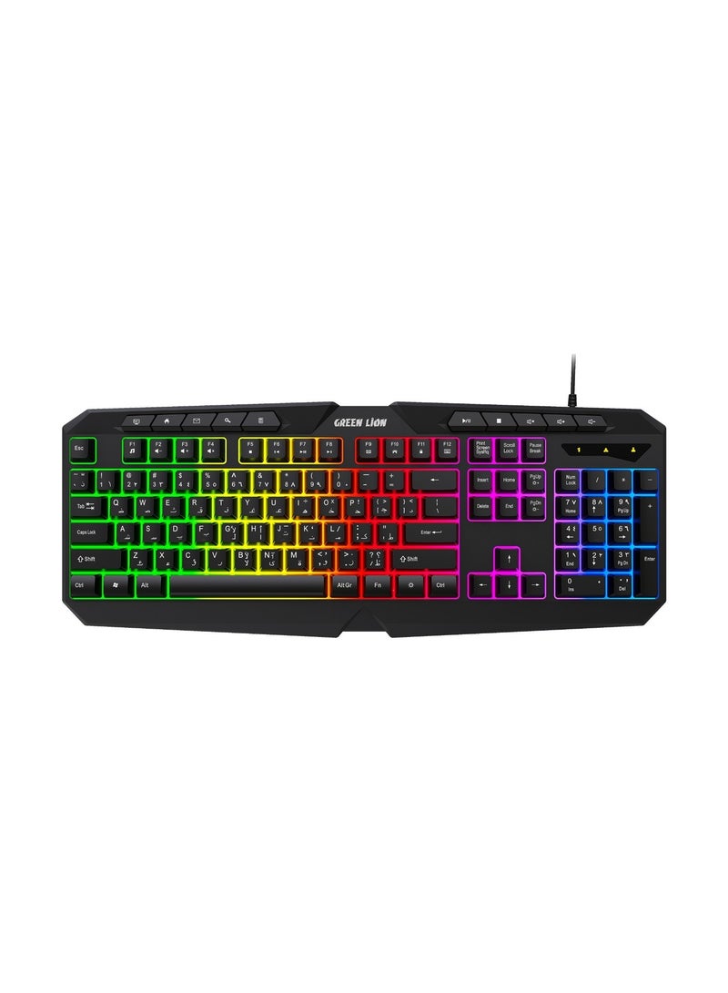GREEN LION GK-400 RGB Gaming Keyboard & Mouse Set / Mouse and Keyboard Combo / 7 Color Backlighting / Adjustable Brightness / USB / Plug and Play / 3600 DPI Mouse / 1.5m Wire - Black - Image 5