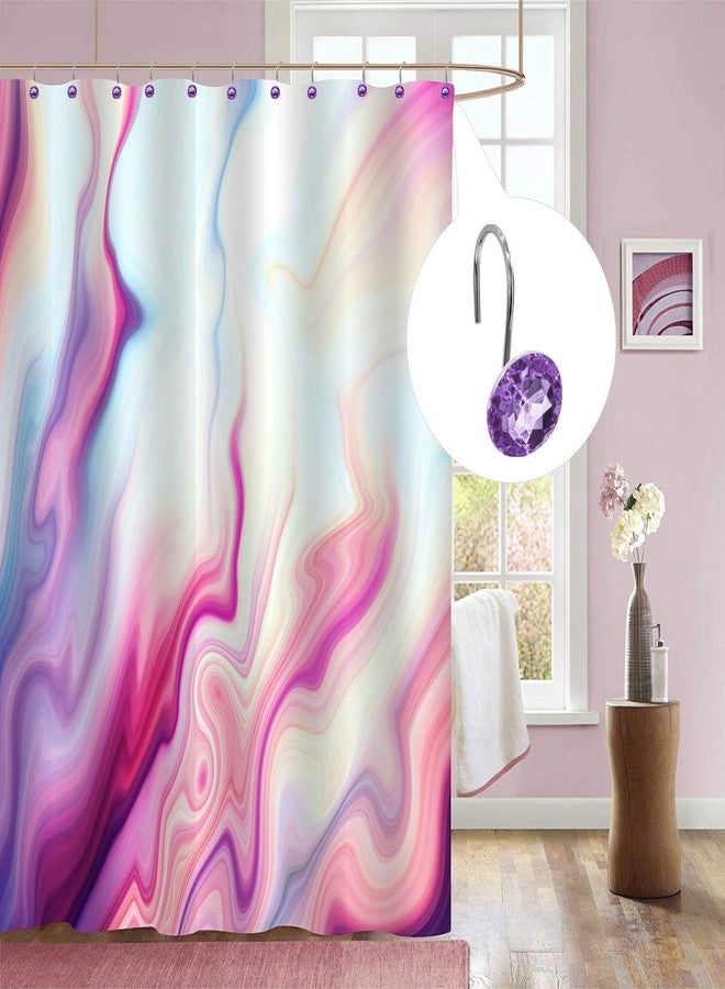 MitoVilla Purple Shower Curtain Hooks Rings, Metal Shower Hooks for Shower Curtain Liner, Purple Rust Proof Shower Rings for Curtain Accessories and Bathroom Shower Rod, 12 Pack Bathroom Set - Image 2