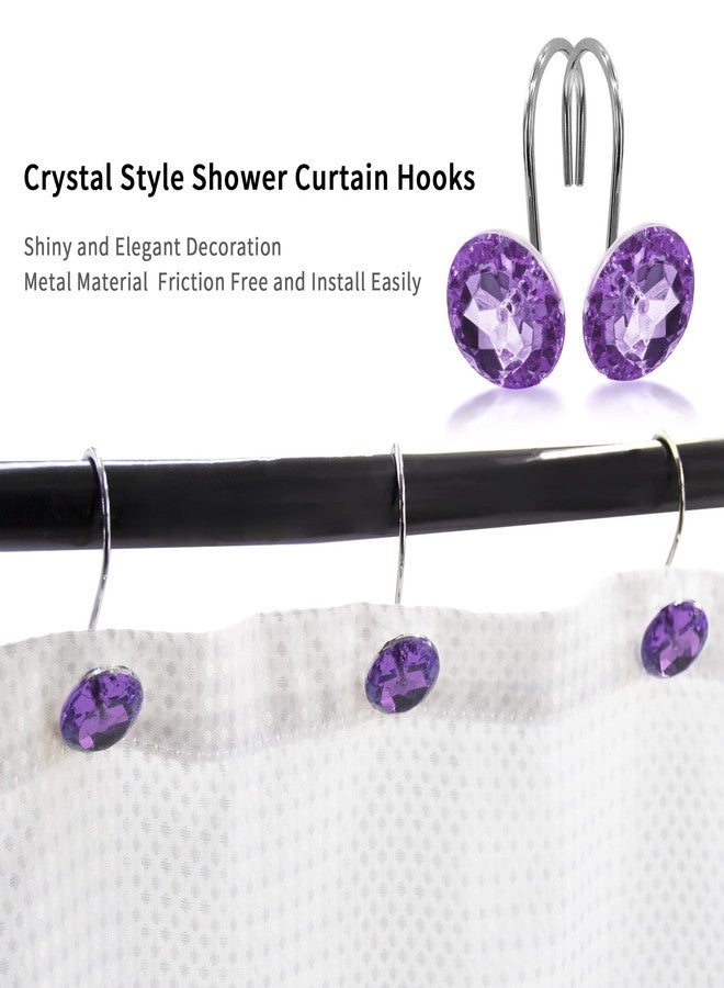 MitoVilla Purple Shower Curtain Hooks Rings, Metal Shower Hooks for Shower Curtain Liner, Purple Rust Proof Shower Rings for Curtain Accessories and Bathroom Shower Rod, 12 Pack Bathroom Set - Image 3