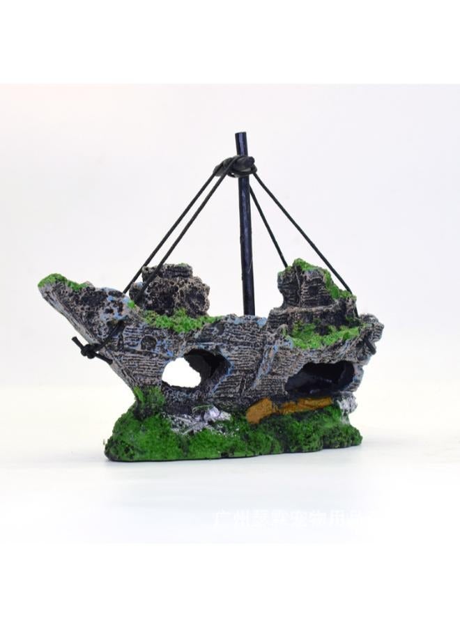 الراتنج قارب الصيد زينة حوض سمكي مصنع الديكور البلاستيكي لملحقات خزان الأسماك - Image 3