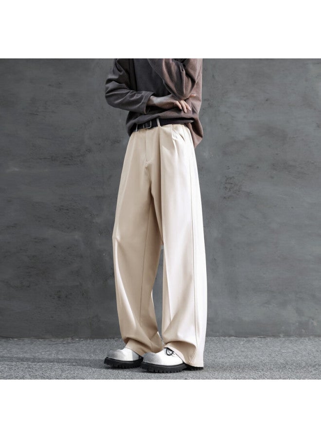 Swamp Area Men's Three-on Draping Trousers, Loose Straight-leg Pants For Autumn And Winter, High-quality Casual Dress Pants Ks22 Khaki M - Image 1
