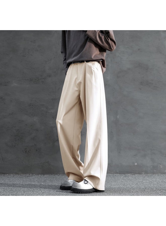 Swamp Area Men's Three-on Draping Trousers, Loose Straight-leg Pants For Autumn And Winter, High-quality Casual Dress Pants Ks22 Khaki M - Image 2