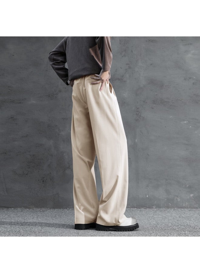 Swamp Area Men's Three-on Draping Trousers, Loose Straight-leg Pants For Autumn And Winter, High-quality Casual Dress Pants Ks22 Khaki M - Image 3